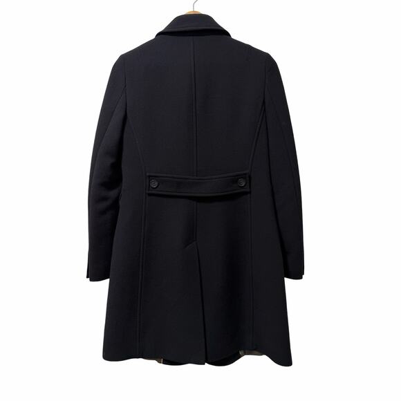 J Crew Womens Wool Blend Button Long Coat Size 4 Black Heavy Winter Peacoat - Picture 2 of 11